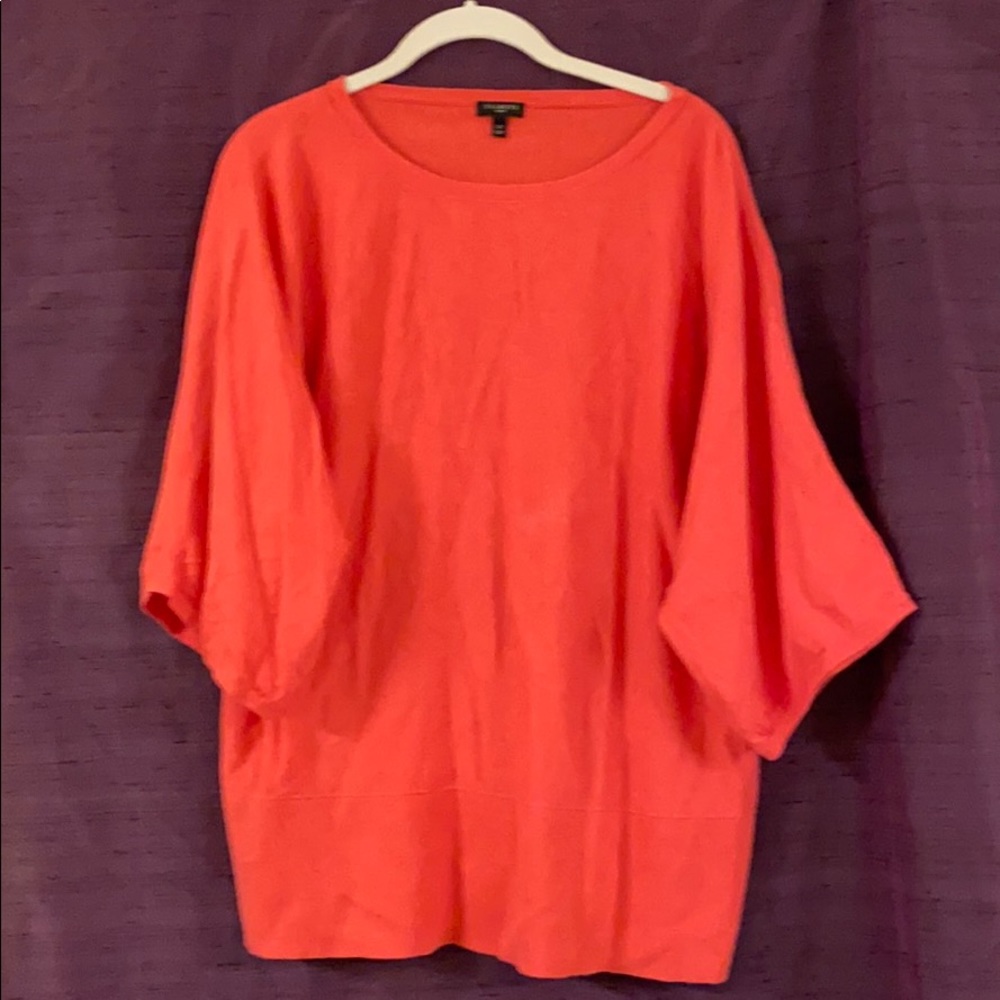 Coral Tunic with Elbow Length Dolman  Sleeves.